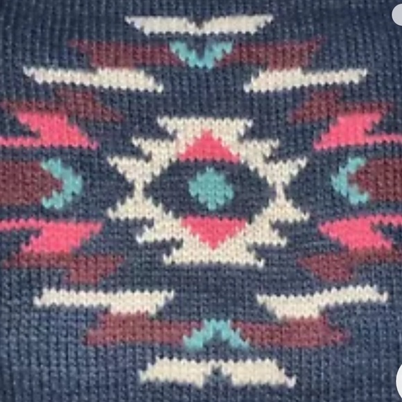 Hollister Navy Blue Sweater Aztec Crew Neck Oversized Women's XS - Picture 3 of 6